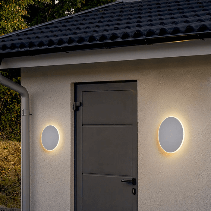 Rund LED-udendørsvæglampe i metal