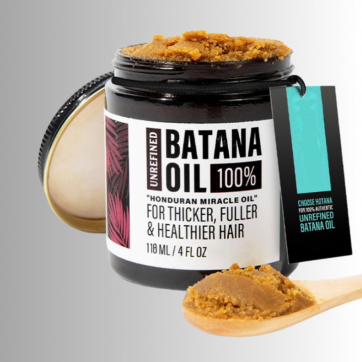 Batana-olie flaske, naturlig styrkende hårolie til glansfuldt hår og volumen.