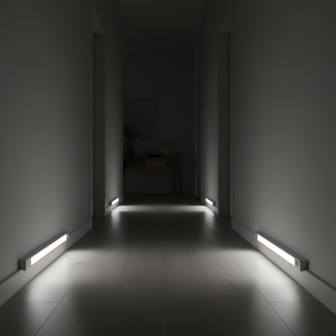 Stilren BeamTouch smart LED sensorlampe; giver varmt og behageligt indendørs lys med bevægelsessensor.