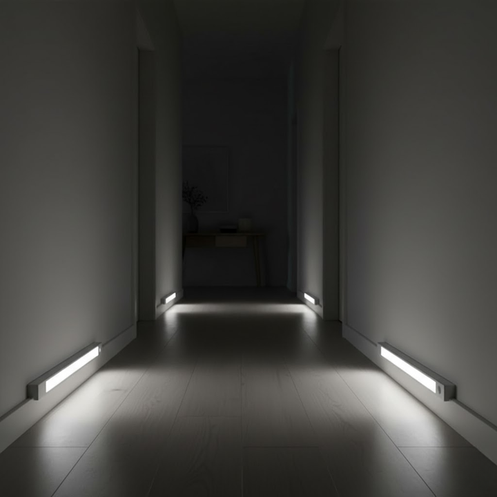 Stilren BeamTouch smart LED sensorlampe; giver varmt og behageligt indendørs lys med bevægelsessensor.