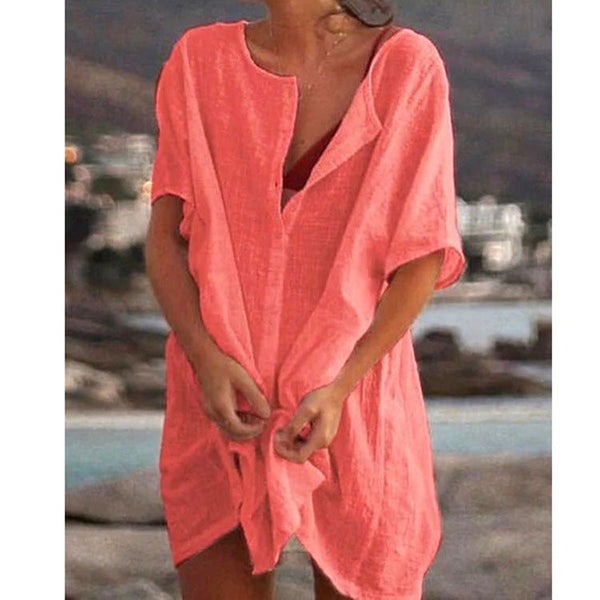 Afslappet sommerkjole til damer, der kombinerer komfort og stil, et must-have til forår og sommer.