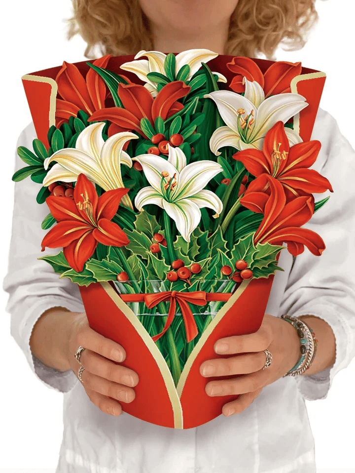 Håndlavet pop-op kort med detaljeret 3D blomsterbuket, en unik og personlig gaveidé til enhver.