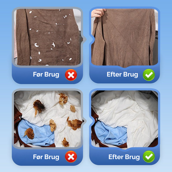 Miljøvenlig fnugfanger til vaskemaskine, der sikrer rent vasketøj uden hår og fnugrester.