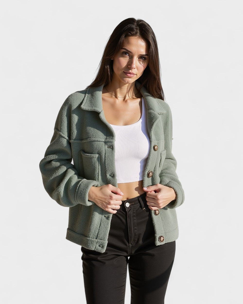 Åndbar polyester fleecejakke til kvinder med blød tekstur og komfortabel pasform. Perfekt hverdagstøj.