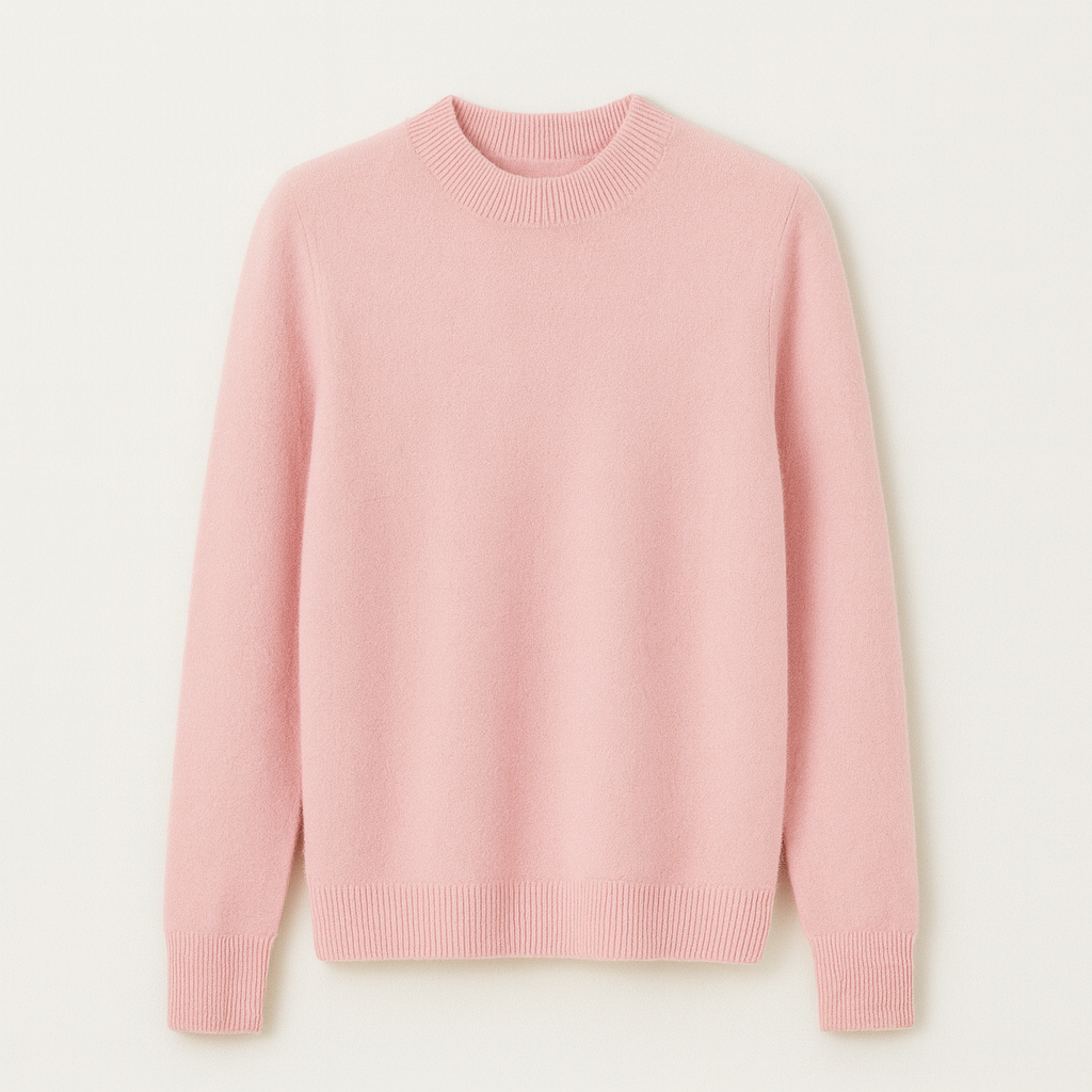 Blød dame sweater med rund hals stylet med bukser. Komfortabel og chic hverdagstrøje.