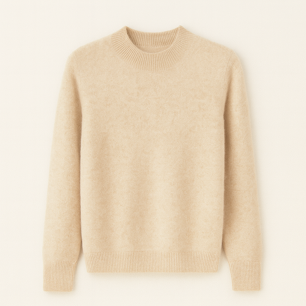 Komfortabel dame sweater med rund hals. Blød strik, ideel til afslapning og hygge.