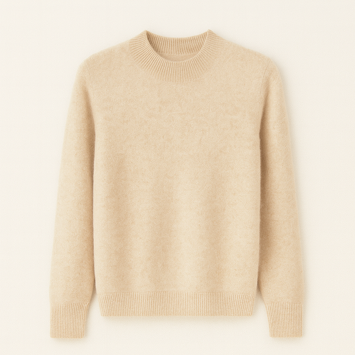 Komfortabel dame sweater med rund hals. Blød strik, ideel til afslapning og hygge.