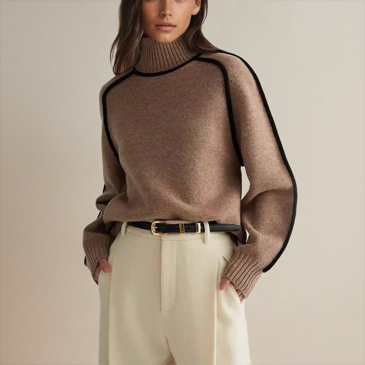 Elegant og moderne langærmet dametrøje. Blød sweater til kvindemode og hverdagstøj.