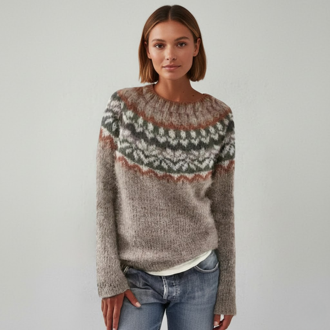 Damestrik: Blød, stilren pullover. Hverdagssweater for en casual, behagelig stil.
