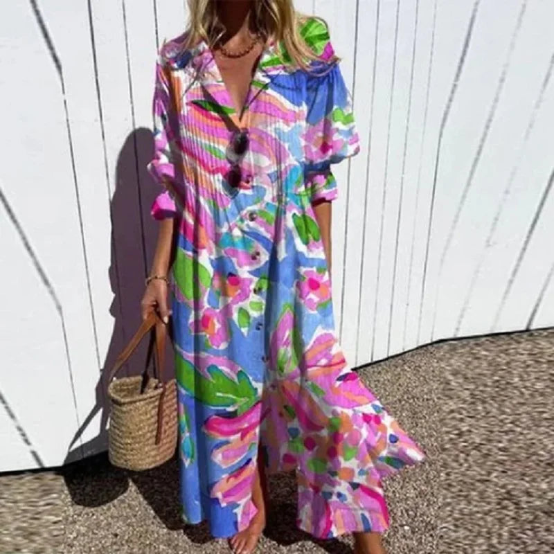 Afslappet boho stil damekjole, perfekt som festival kjole eller til sommer outfit i kvinders mode.
