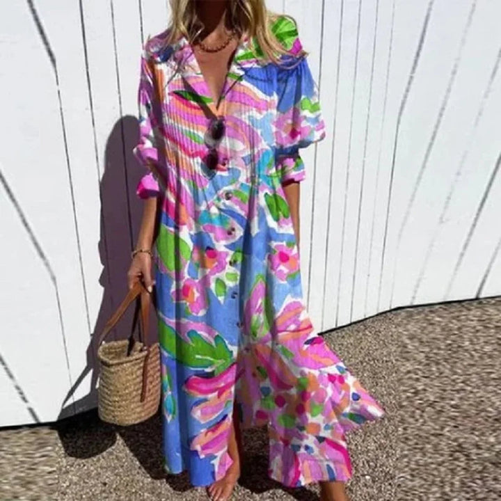 Afslappet boho stil damekjole, perfekt som festival kjole eller til sommer outfit i kvinders mode.