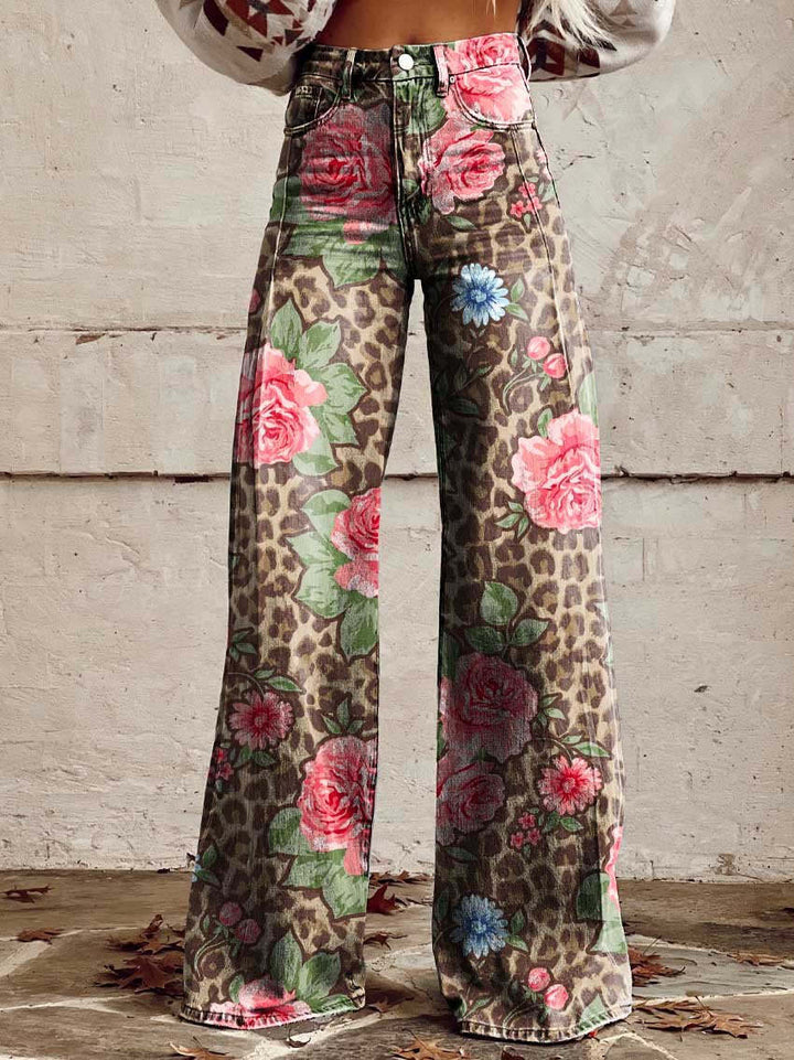 "Boho vintage bukser med løstsiddende fit og unikt mønster, komfortable til dagligt brug eller festlige anledninger"