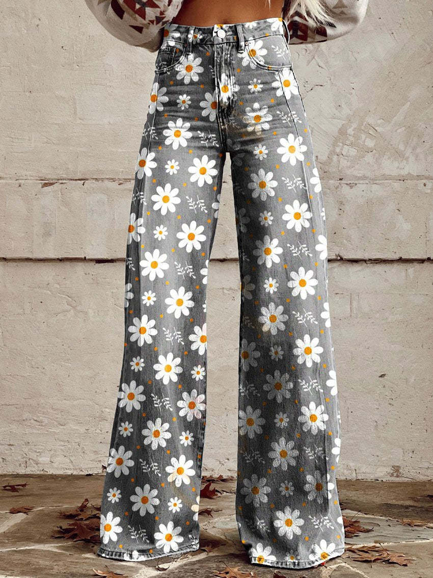 "Boho vintage bukser med løstsiddende fit og unikt mønster, komfortable til dagligt brug eller festlige anledninger"