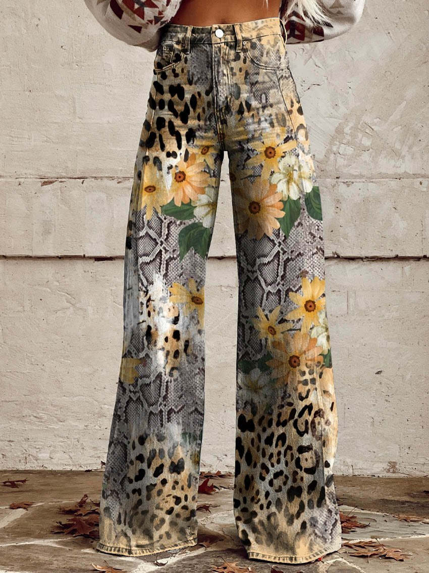 "Boho vintage bukser med løstsiddende fit og unikt mønster, komfortable til dagligt brug eller festlige anledninger"