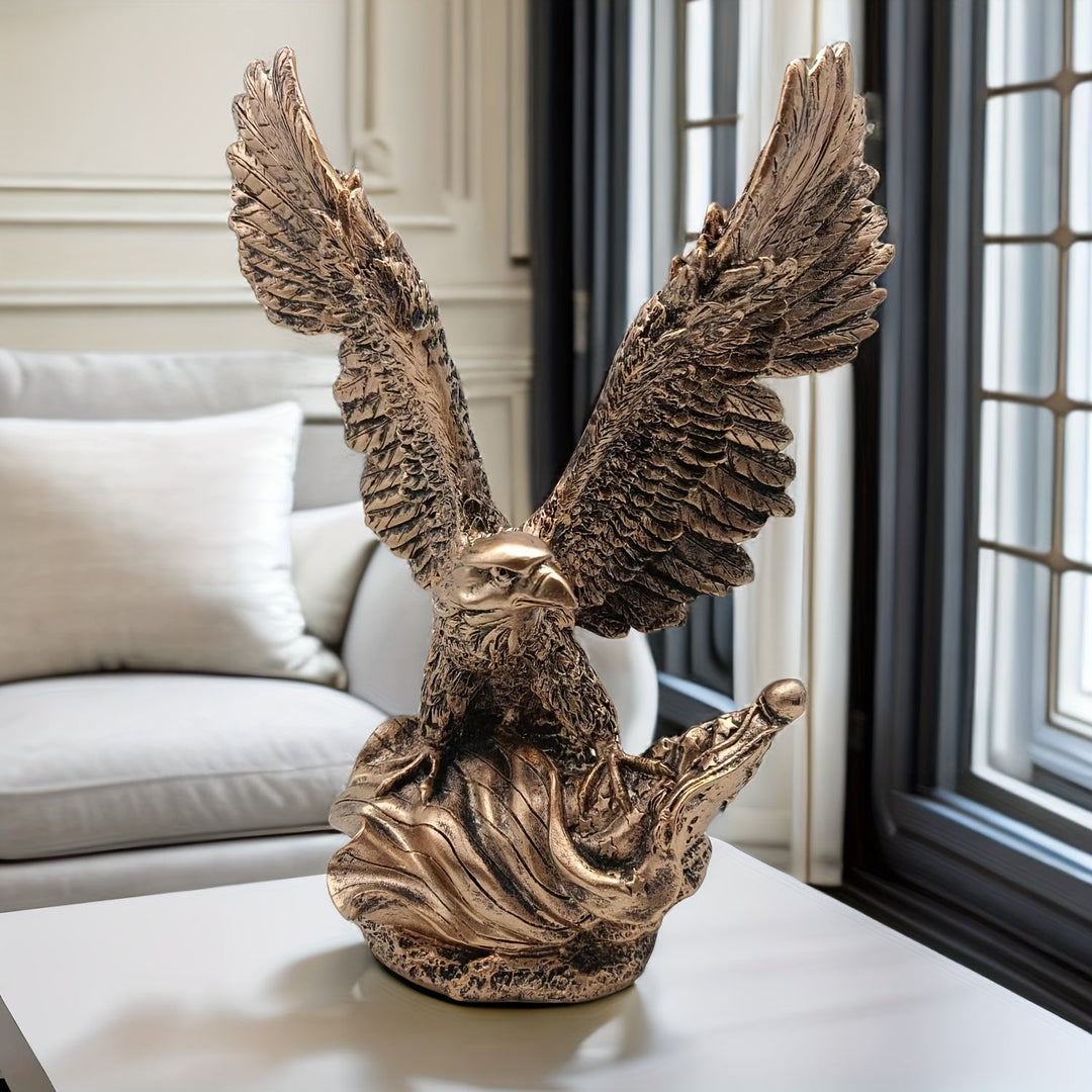 Æstetisk ørnestatuette, håndværk i brun. Perfekt dyrestatue som gaveide til kontor og boligindretning.