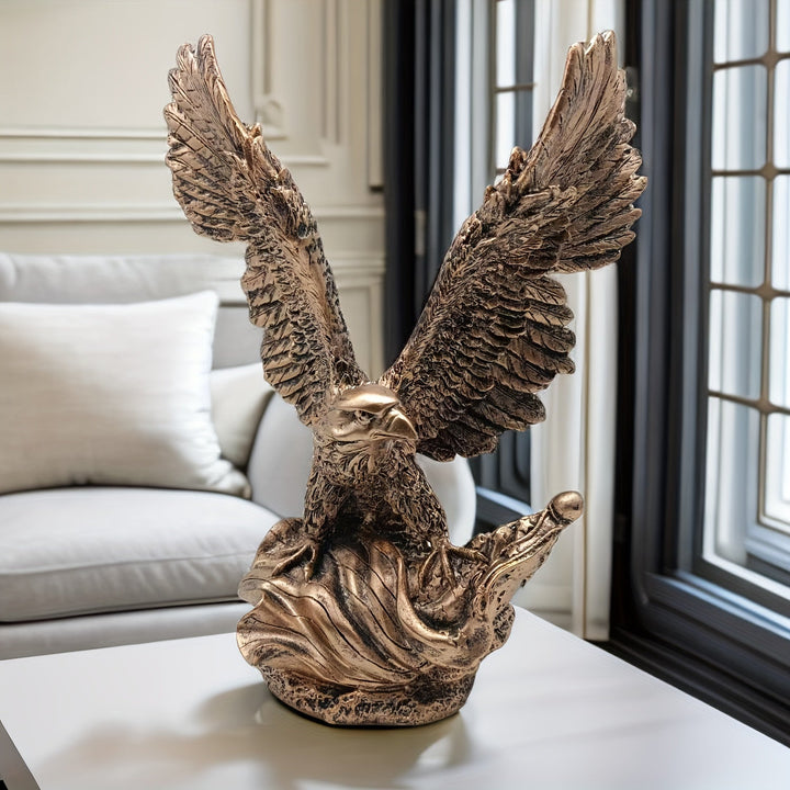 Æstetisk ørnestatuette, håndværk i brun. Perfekt dyrestatue som gaveide til kontor og boligindretning.