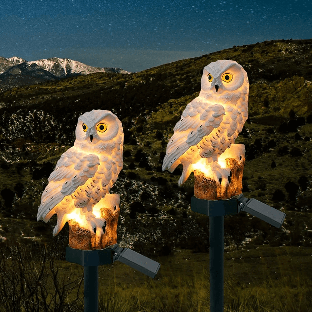 Solcelle Ugler Lampe (2-Pak) - Havedekoration