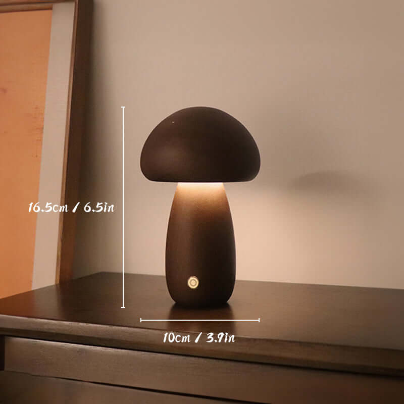 Genopladelig Træ-Svampe Bordlampe