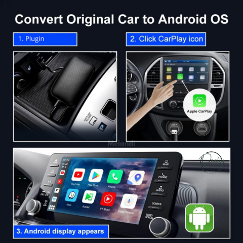 CarLink™ trådløs biladapter for nem adgang til Android Auto og CarPlay på bilens skærm.