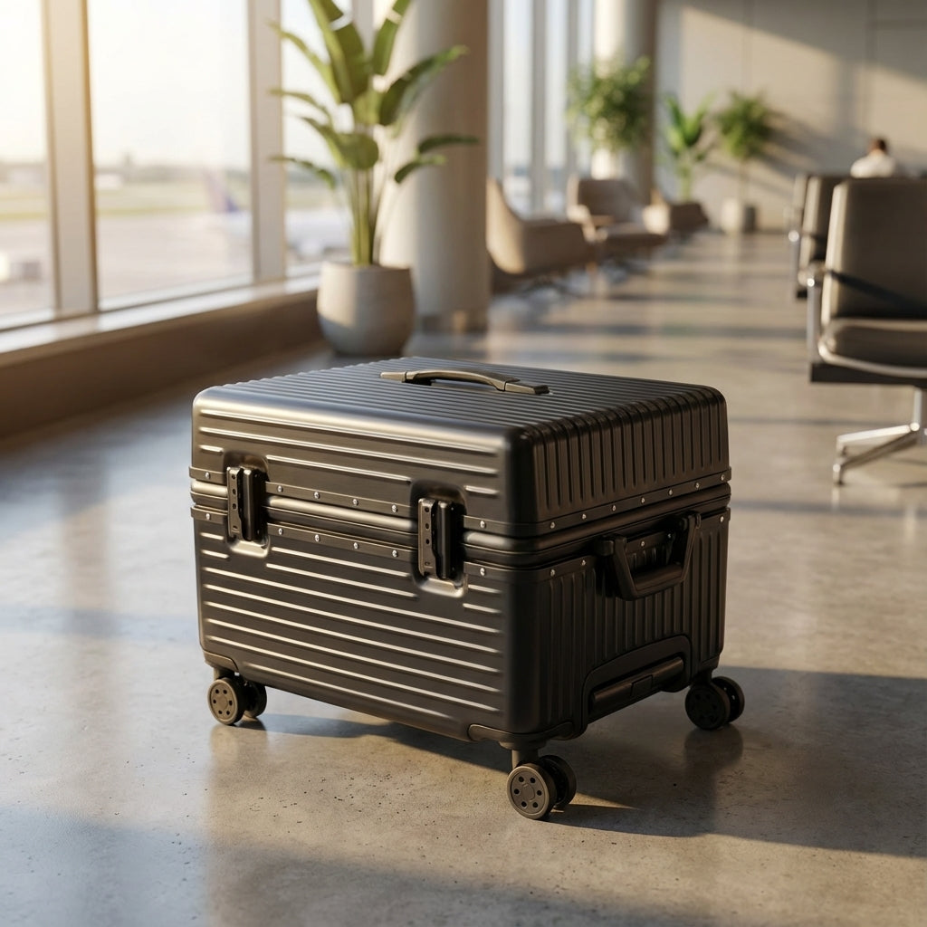 Carrycore håndbagage kuffert i ABS PC med aluminiumsramme, letvægt, robust og perfekt til rejser for mænd og kvinder.