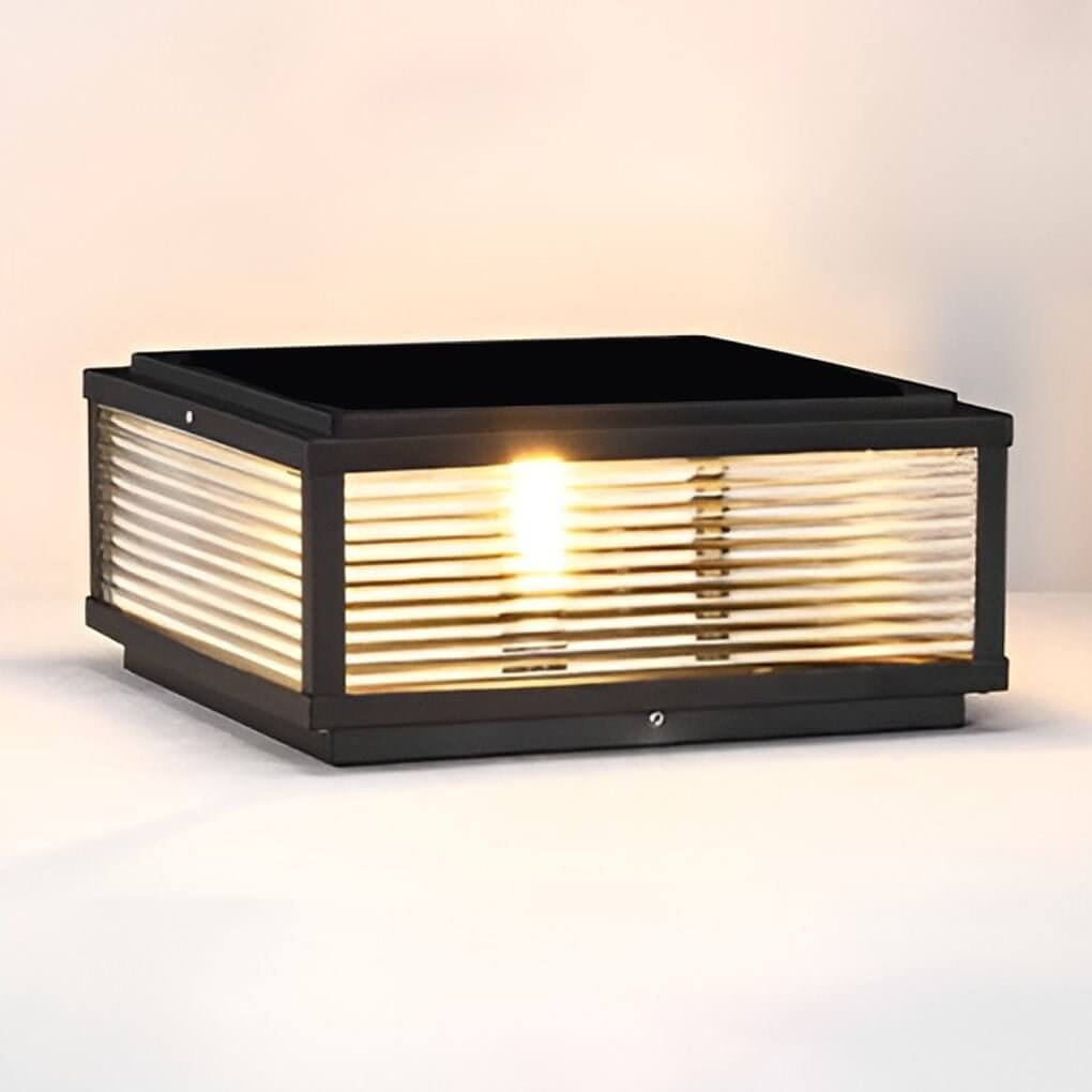 Udendørs LED Søjlelampe i Riflet Glas