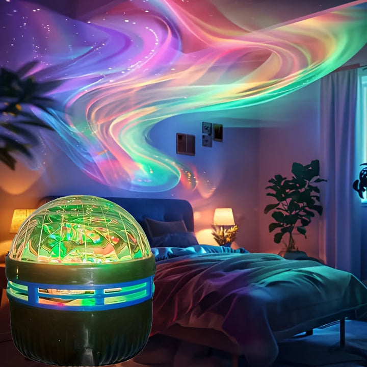Celestia Aurora LED stjernehimmelprojektor med RGB lys og fjernbetjening til magisk stemning.