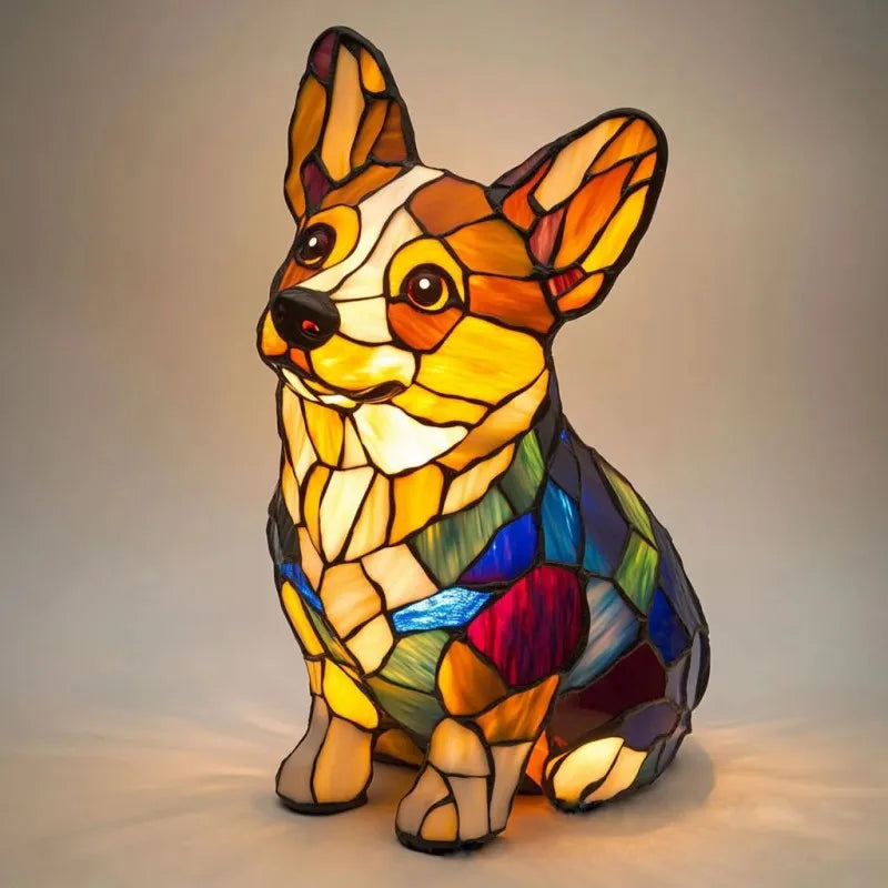 Sød Corgi LED lampe med USB. Perfekt batterilampe til havebelysning, altanen eller som dekorativ hundelampe.
