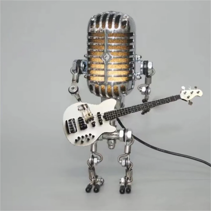 Alsidig robot stemningslampe i sort, hvid, gul, rød. Musiktema LED bordlampe til ethvert børneværelse.