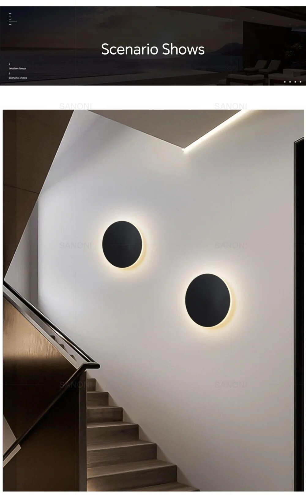 CircleBeam LED væglampe for indretning. Energibesparende, cirkulær form og minimalistisk design til moderne hjem.
