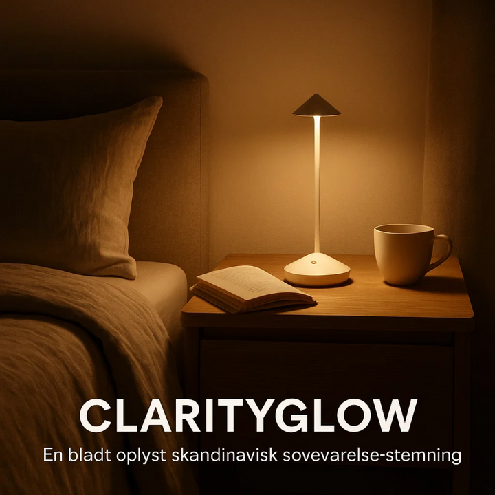 Moderne ClarityGlow trådløs bordlampe, elegant design, batteridrevet bordbelysning til hjem og have.