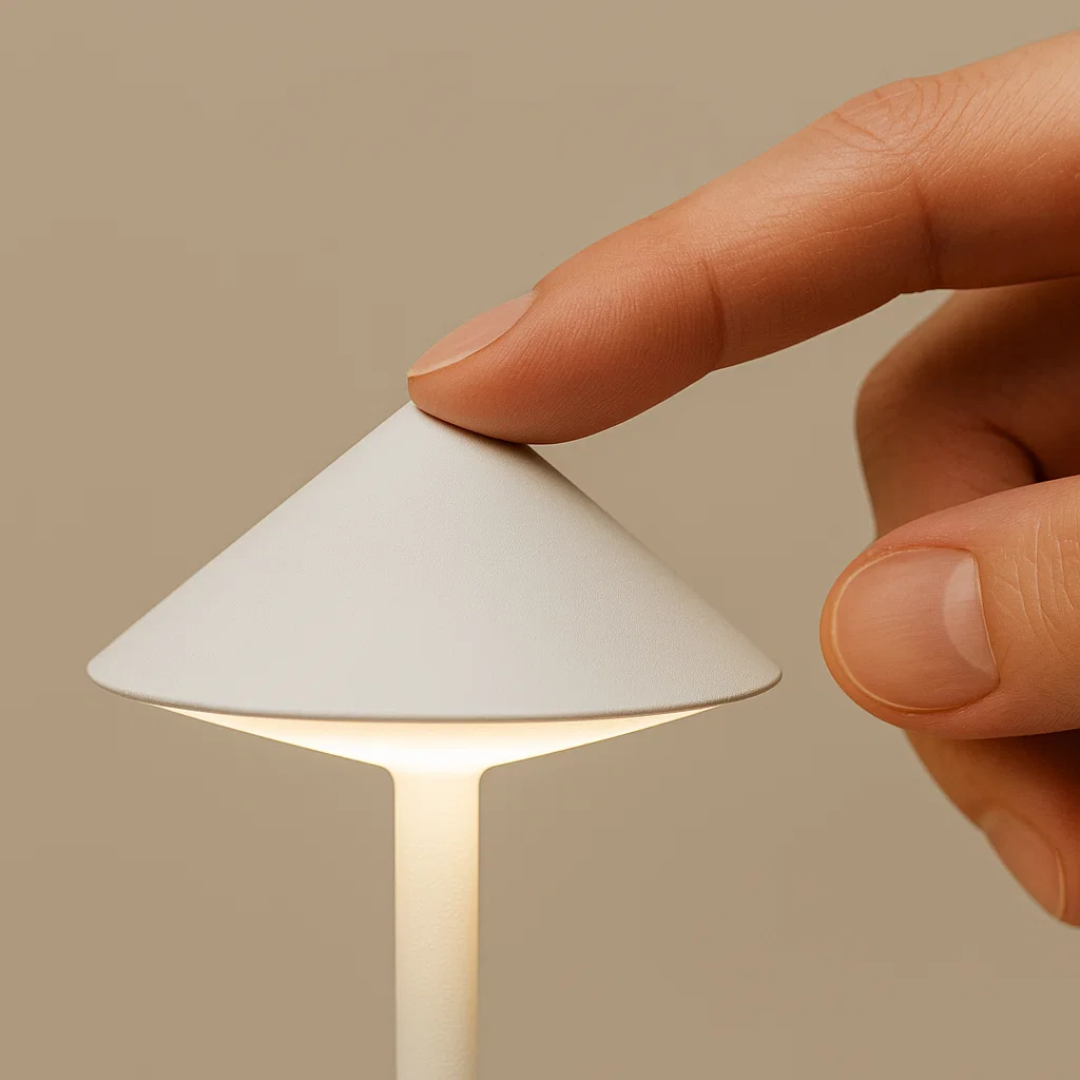 Batteridrevet ClarityGlow dæmpbar LED bordlampe, trådløs og vandtæt for maksimal fleksibilitet overalt.