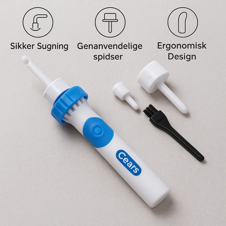 ClearEar elektrisk ørevoksfjerner med skånsom sug til ørepleje og forbedret hørelse.