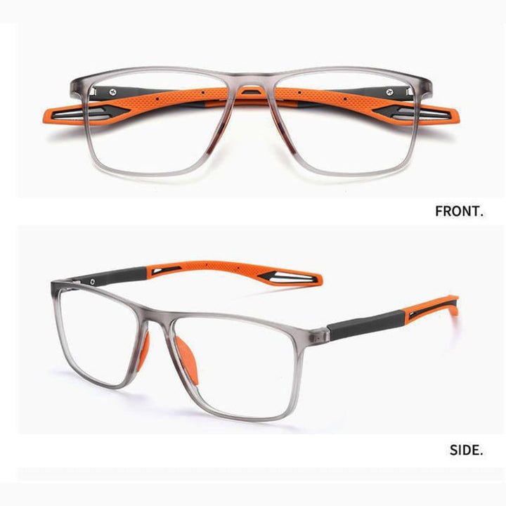 Robuste, fleksible hængsler på ClearFocus unisex progressive læsebriller for holdbarhed.