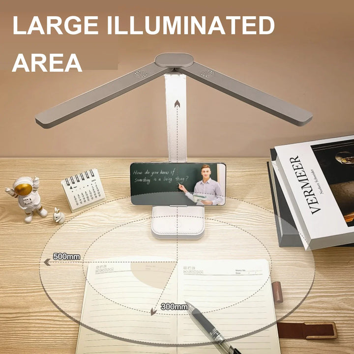 Foldbar LED natlampe med dæmpbar belysning og øjenbeskyttelse. USB opladelig og bærbar til læsning og hygge.