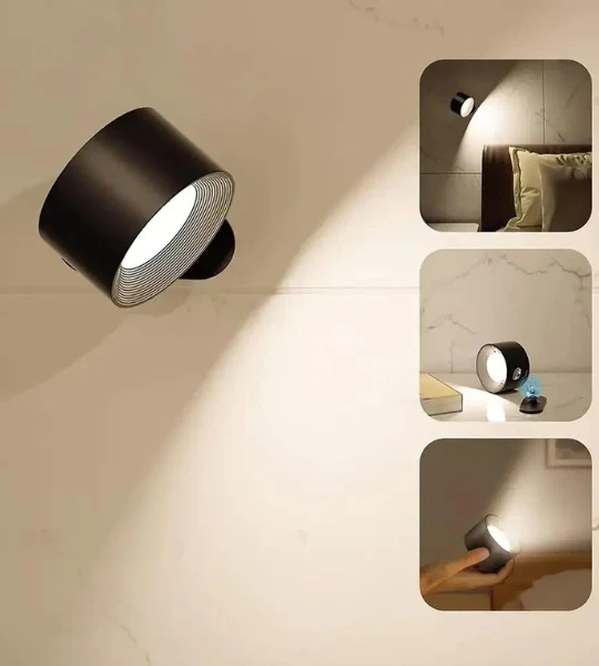 Dæmpbar LED-væglampe med fjernbetjening og touch, perfekt til moderne indretning.