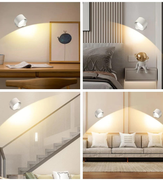Elegant, trådløs LED-væglampe til nem montering; dæmpbart lys for enhver lejlighed.