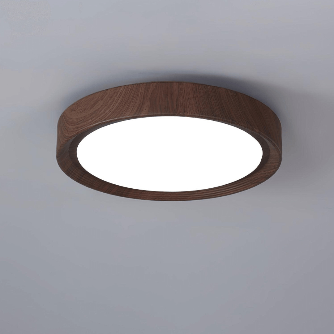Rund LED Loftslampe med Træeffekt
