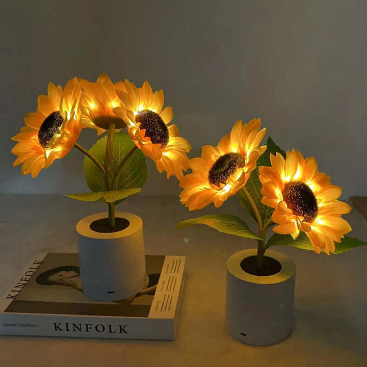 LED Solsikke Lampe - Batteridrevet Bordlampe