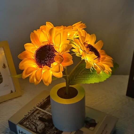 LED Solsikke Lampe - Batteridrevet Bordlampe