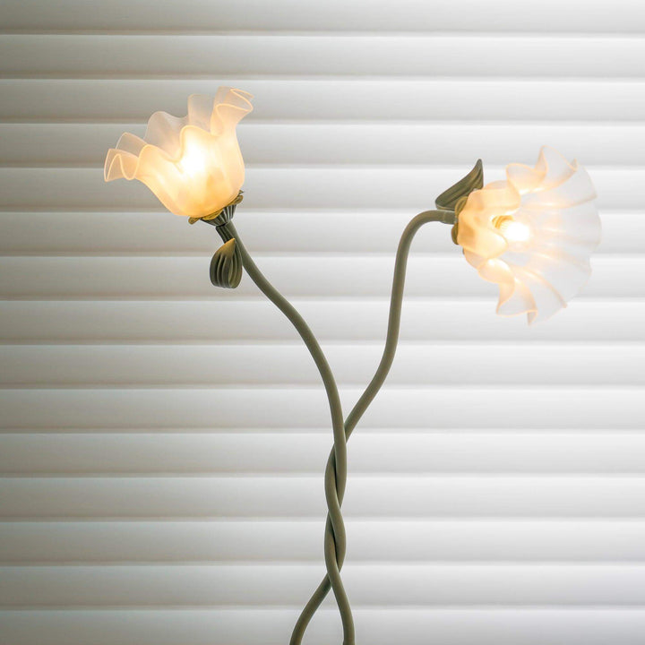 Elegant Blomster Gulvlampe i Mat Grøn