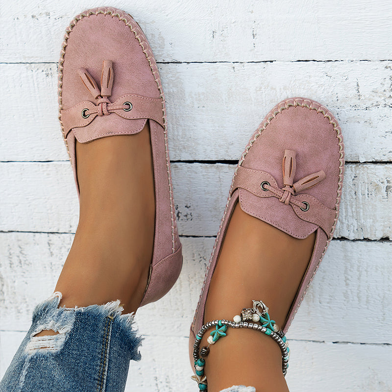 Dame Annika loafers i brunt læder-look. Ortopædiske slip-on sko med god fodstøtte.