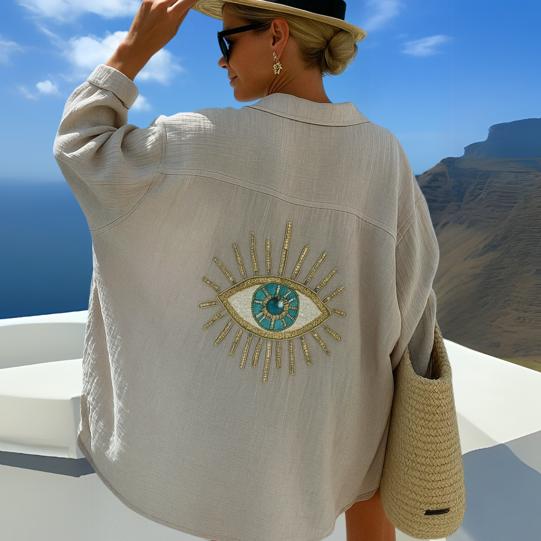 Komfortabel og stilfuld boheme bluse med broderi, ideel som sommerbluse eller ferieoverdel.