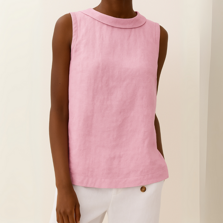 Blød og komfortabel ærmeløs sommertop, essentiel for en elegant garderobe.