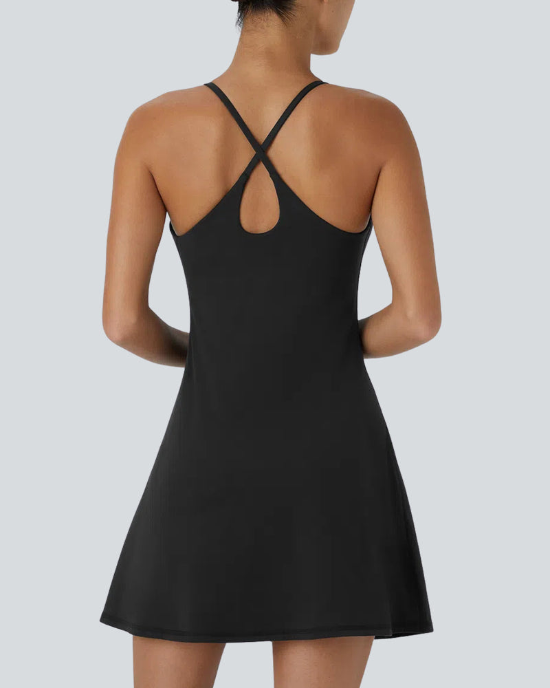 Elegant sort shaping kjole til kvinder, perfekt med indbygget bh og shorts.