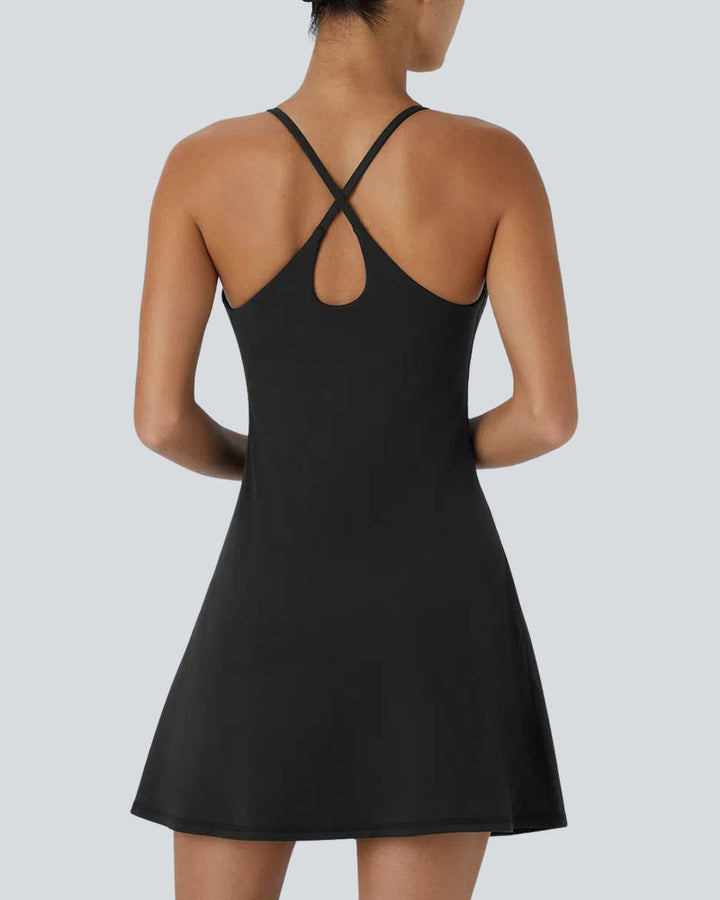 Elegant sort shaping kjole til kvinder, perfekt med indbygget bh og shorts.