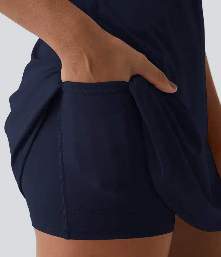 Elegant sort shaping kjole med indbygget bh og shorts for en strømlinet silhuet.