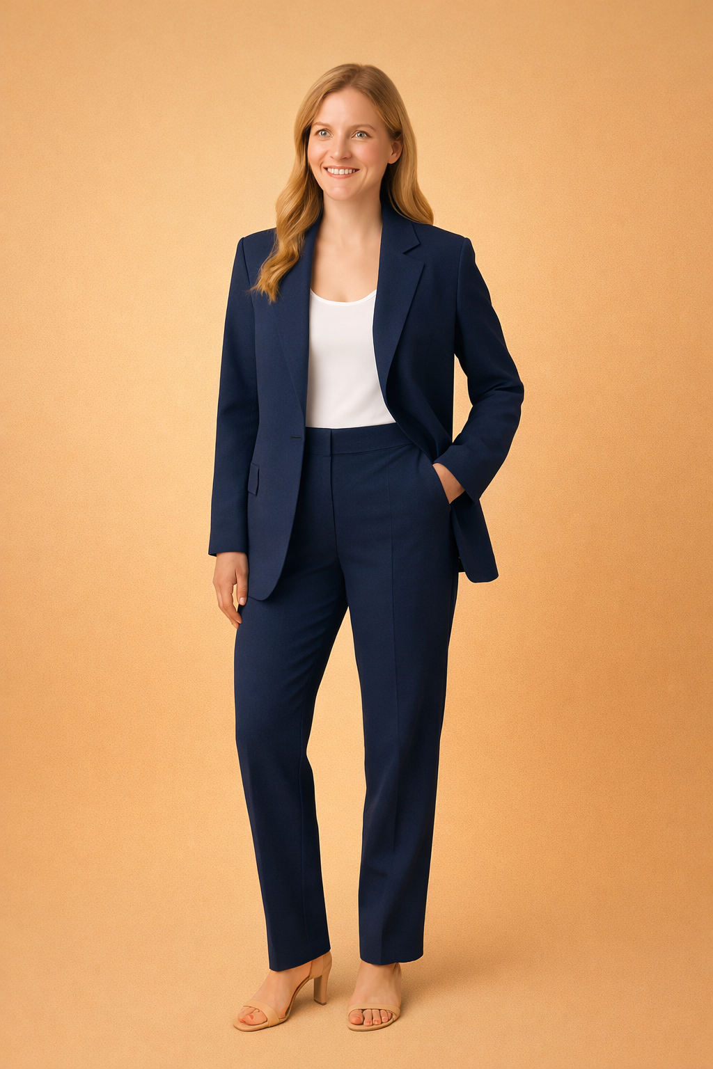 Alsidigt damesæt i smart casual stil til kontoret eller en afslappet, men elegant hverdag.