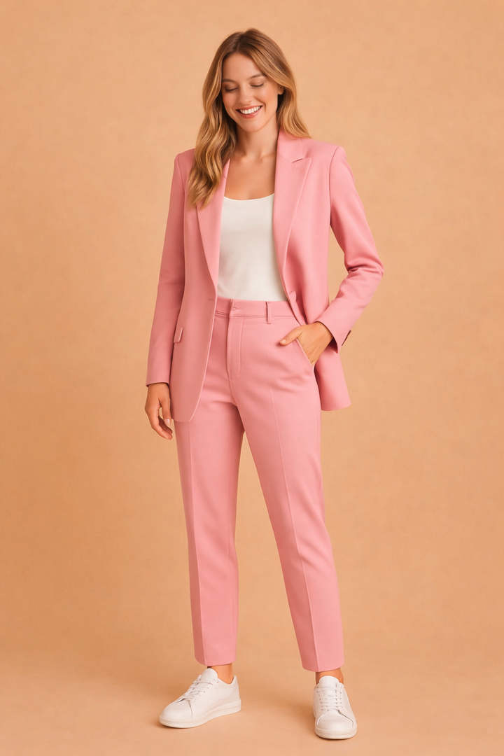 Lena smart casual damesæt med jakke og bukser. Elegant hverdagstøj til den stilbevidste kvinde.