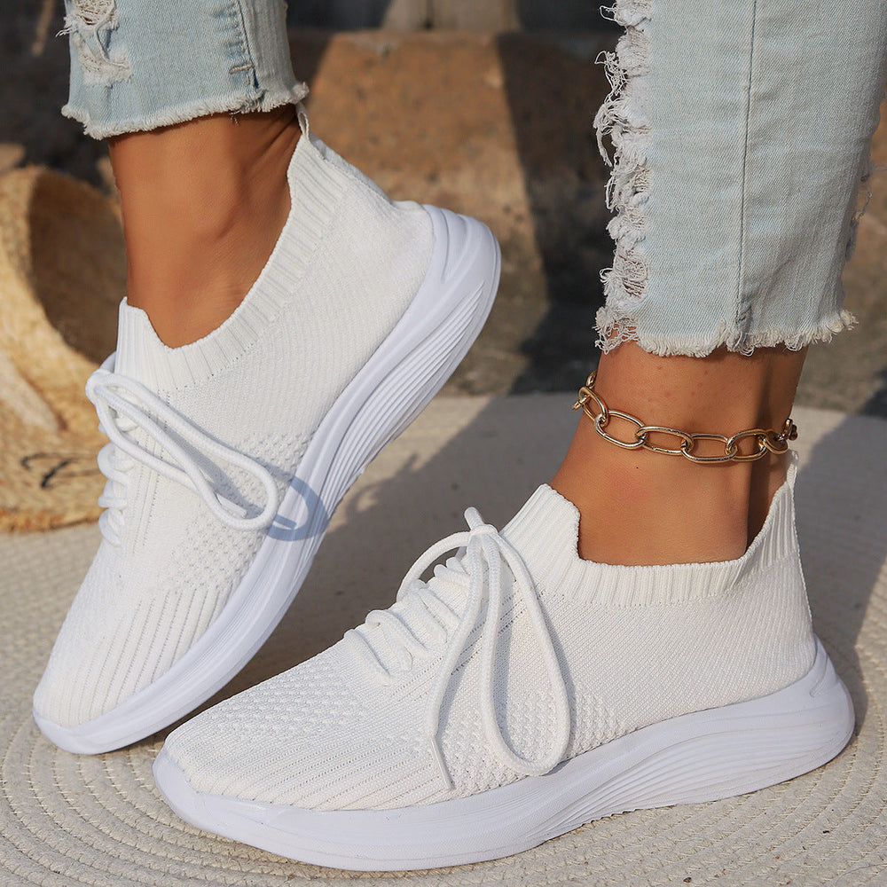 "Dame sneakers med åndbar strik og skridsikker sål, stilfuldt design, elastisk pasform for komfortabel brug."