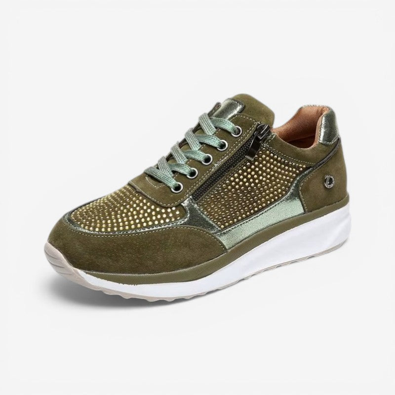Dame sneakers med rund snude og praktisk sidelås, ideelle til hverdag. Komfortable og stilfulde.